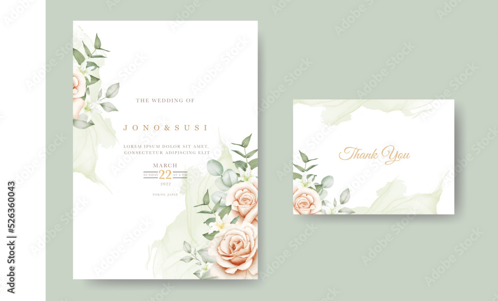 Save the Date Flower Roses Watercolor  