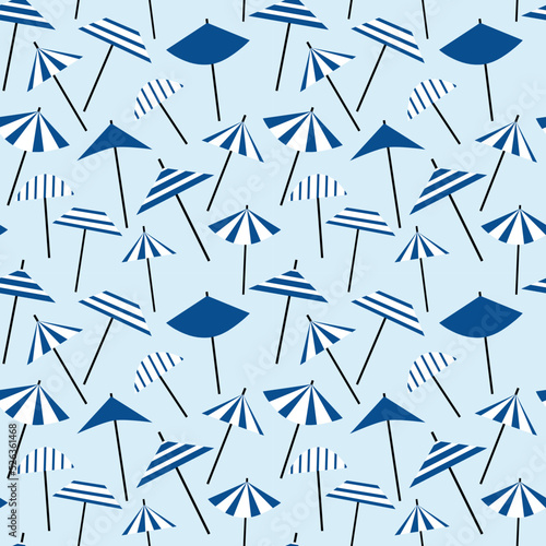 Seamless pattern with cute retro beach umbrellas