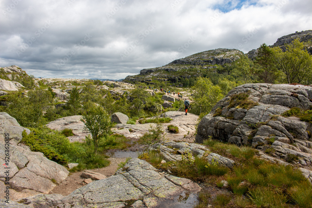 Rock Formations and landscape at Prekestolen (Preikestolen) in Rogaland in Norway (Norwegen, Norge or Noreg)