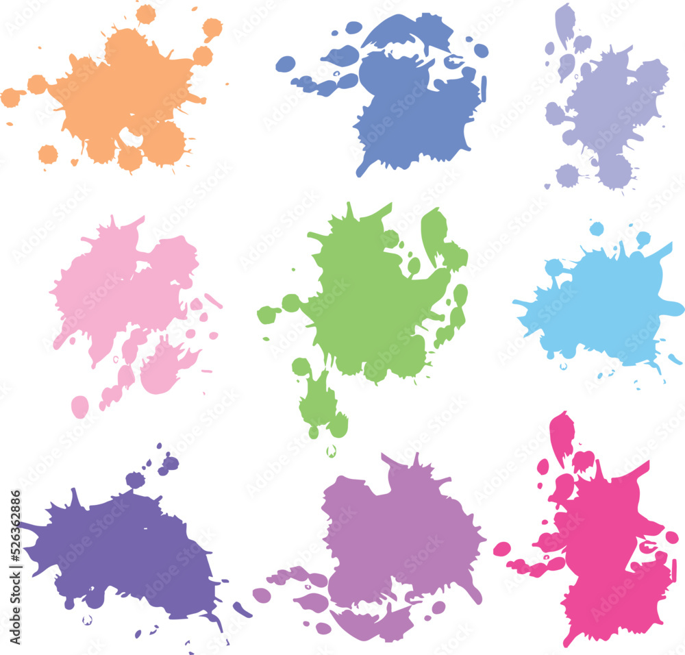 Stylish abstract Ink brush stroke collection colored on white background