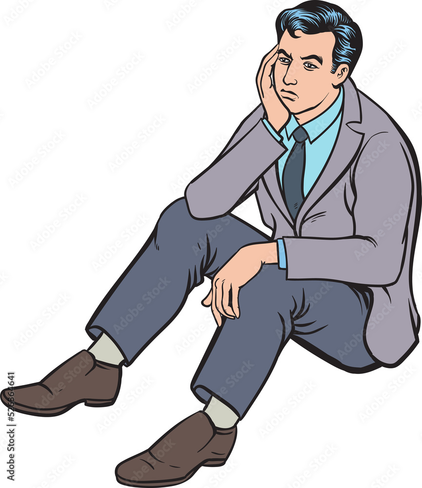 Young businessman is worried. hand drawn style design illustration Young businessman is worried. hand drawn style design illustration