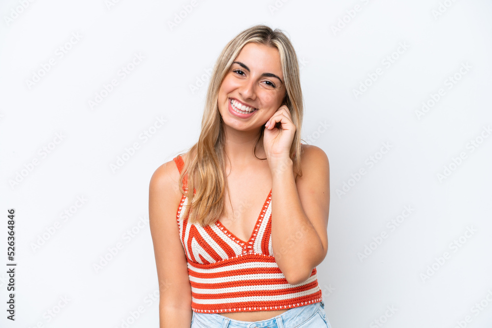 Young caucasian woman isolated on white background laughing Young caucasian woman isolated on white background laughing