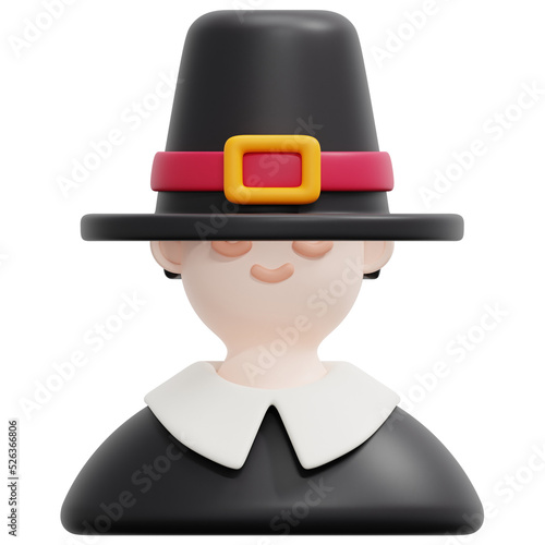 pilgrim 3d render icon illustration photo