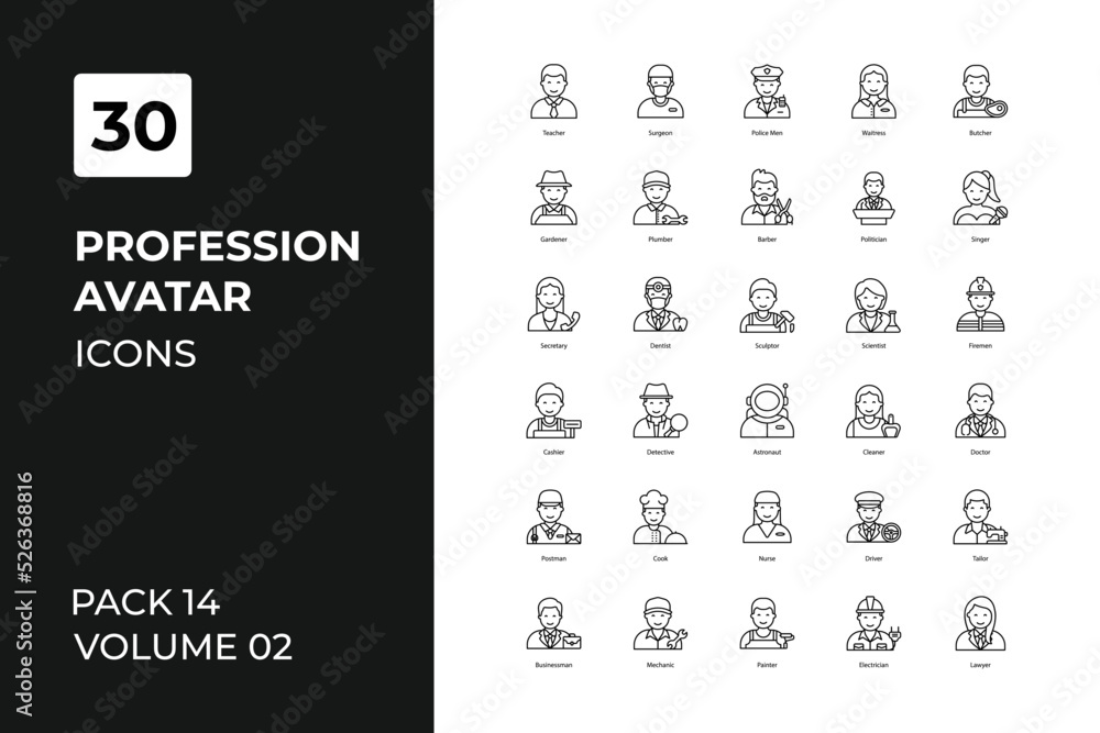 Profession Avatar icons collection. Set contains such Icons as architect, avatar, avatar flat icon, more 