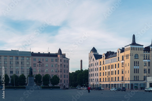 Canvas Print A Red square of Vyborg by summer day