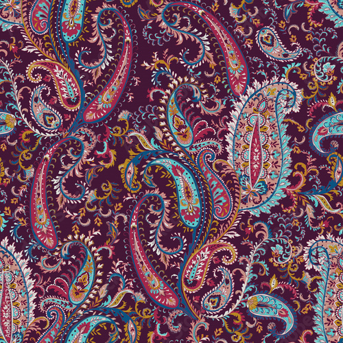 Paisley design Shawl pattern. Seamless Asian Textile Background. Damask seamless pattern, paisley pattern photo