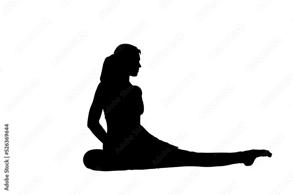 Silhouette of attractive woman practicing yoga 