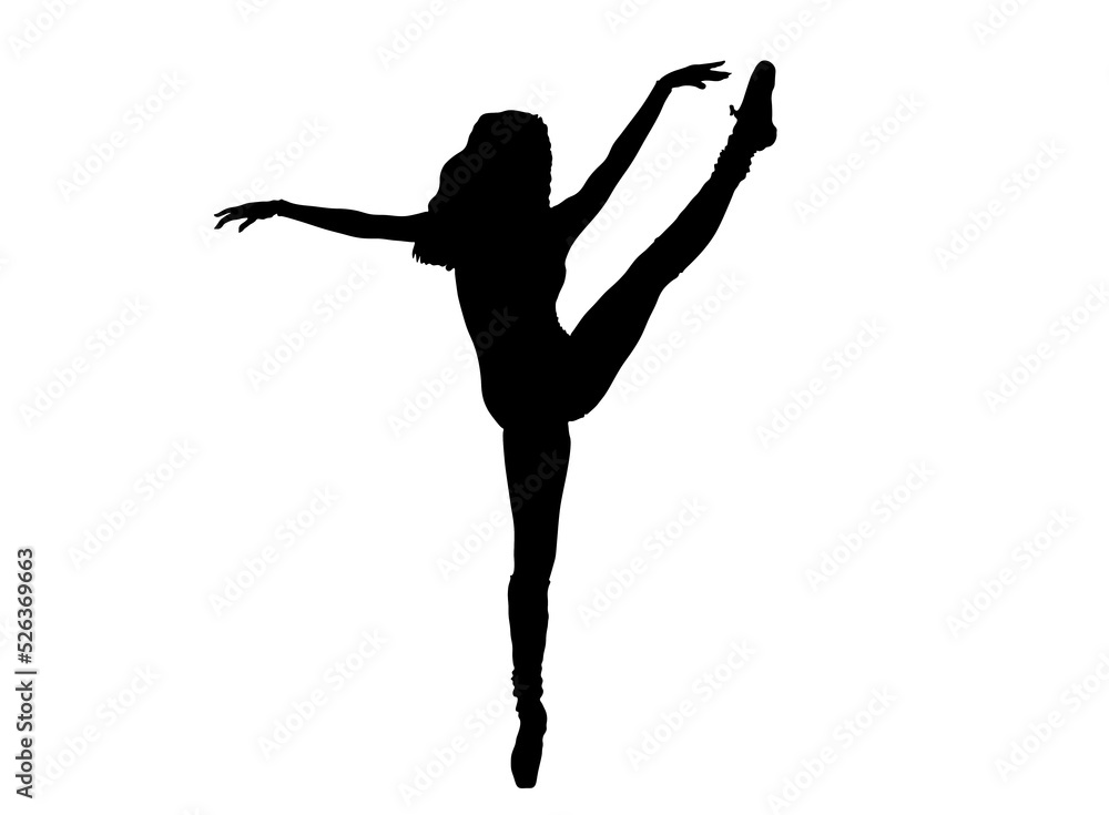 Silhouette of young ballet dancer
