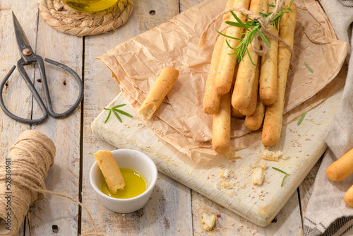 Traditional italian breadsticks grissini photo