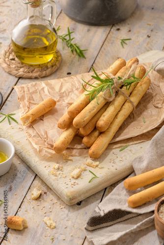 Traditional italian breadsticks grissini