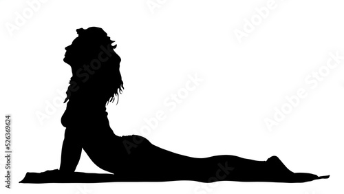 Silhouette of young attractive woman practicing yoga