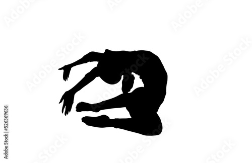 Silhouette of young woman ballet dancer 