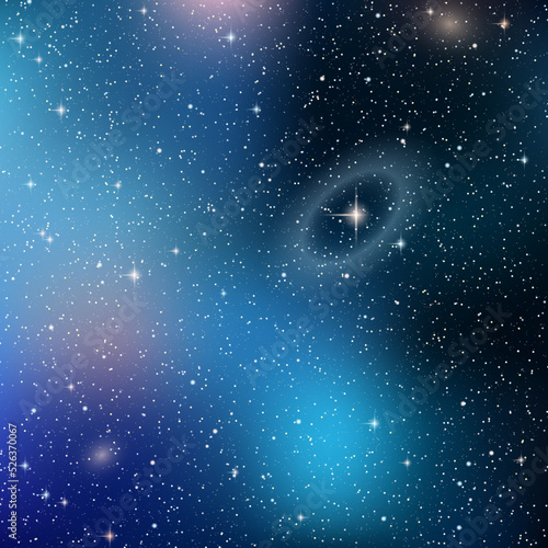 Night sky vector background with stars, nebula and star clusters
