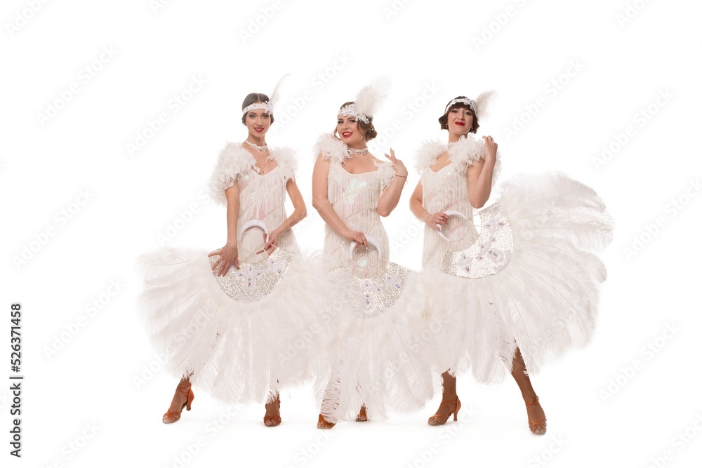 Glad women in burlesque dresses in studio Glad women in burlesque dresses in studio