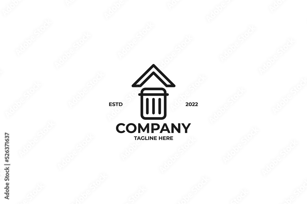 Flat trash house logo design vector illustration idea