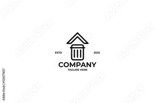 Flat trash house logo design vector illustration idea