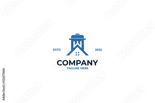 Flat trash house logo design vector illustration idea