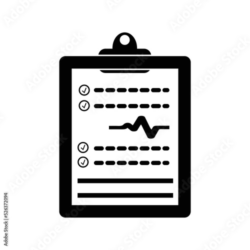 Healthcare clipboard patient chart icon | Black Vector illustration |