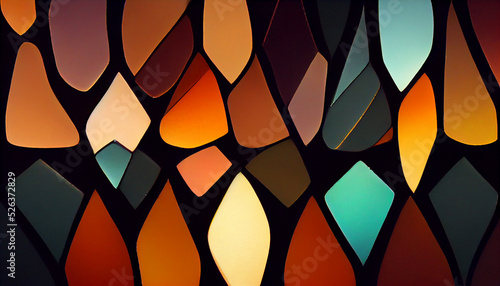 Colorful glowing stained glass pattern background.