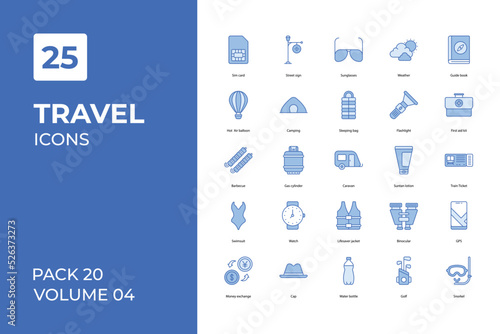 Travel icons collection. Set contains such Icons as airplane, baggage, beach, more 