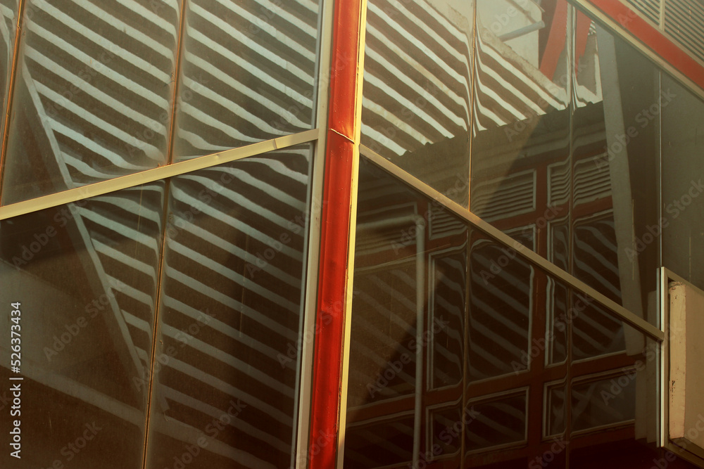 Obraz premium Red window with a glass, architecture