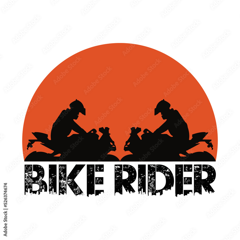 Bike rider logo and t shirt design concept.