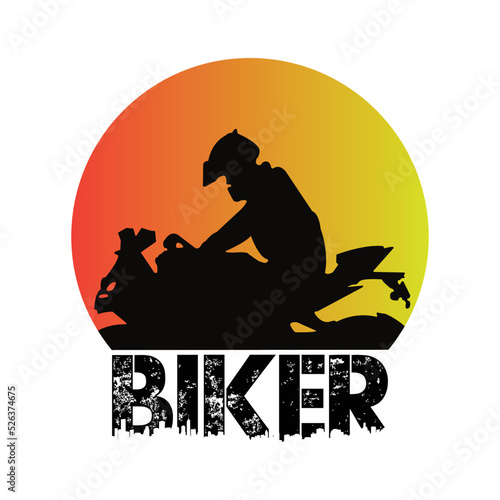 Bike rider logo and t shirt design concept.