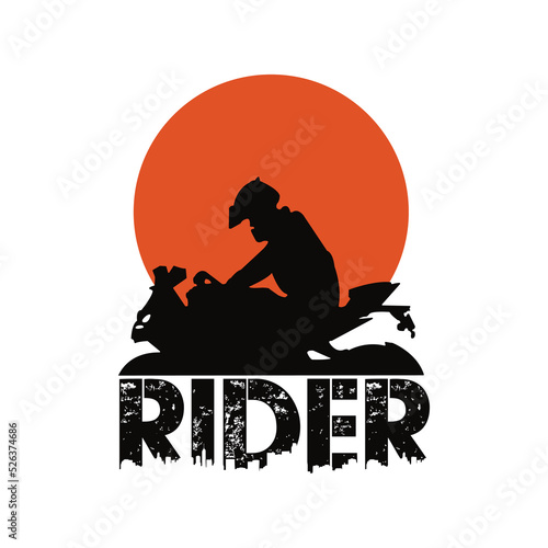 Bike rider logo and t shirt design concept.