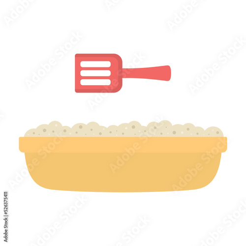 cat toilet with scoop isolated on white