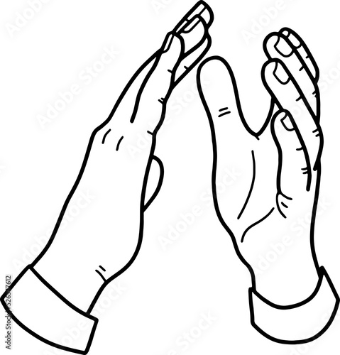 Fotografie Claps of hands, applause. The black outline of the hands.