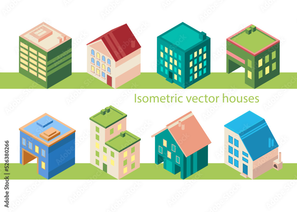 Isometric vector houses Isometric vector houses