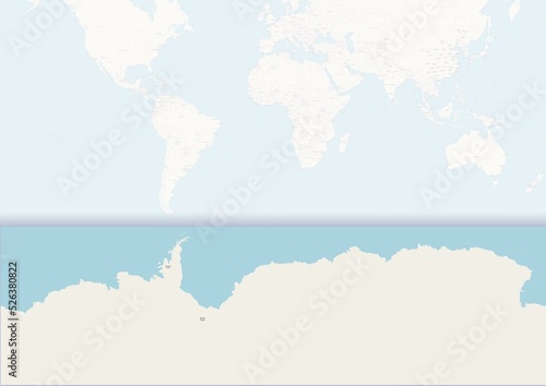 Physical map of the country of Antarctica