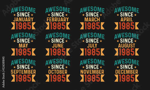 Awesome since January, February, March, April, May, June, July, August, September, October, November, and December 1985. Retro vintage all month in 1985 birthday celebration