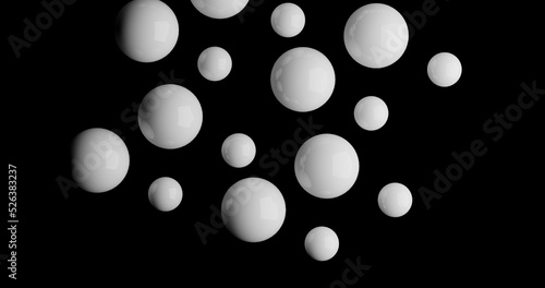 White balls floating in space