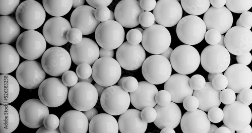 White balls floating in space