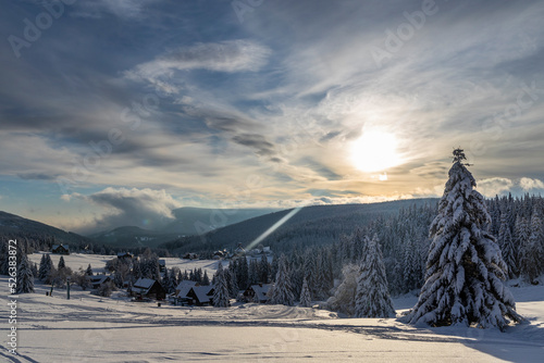 Winter landscape around Mala Upa, Giant Mountains (Krkonose), Eastern Bohemia, Czech Republic photo
