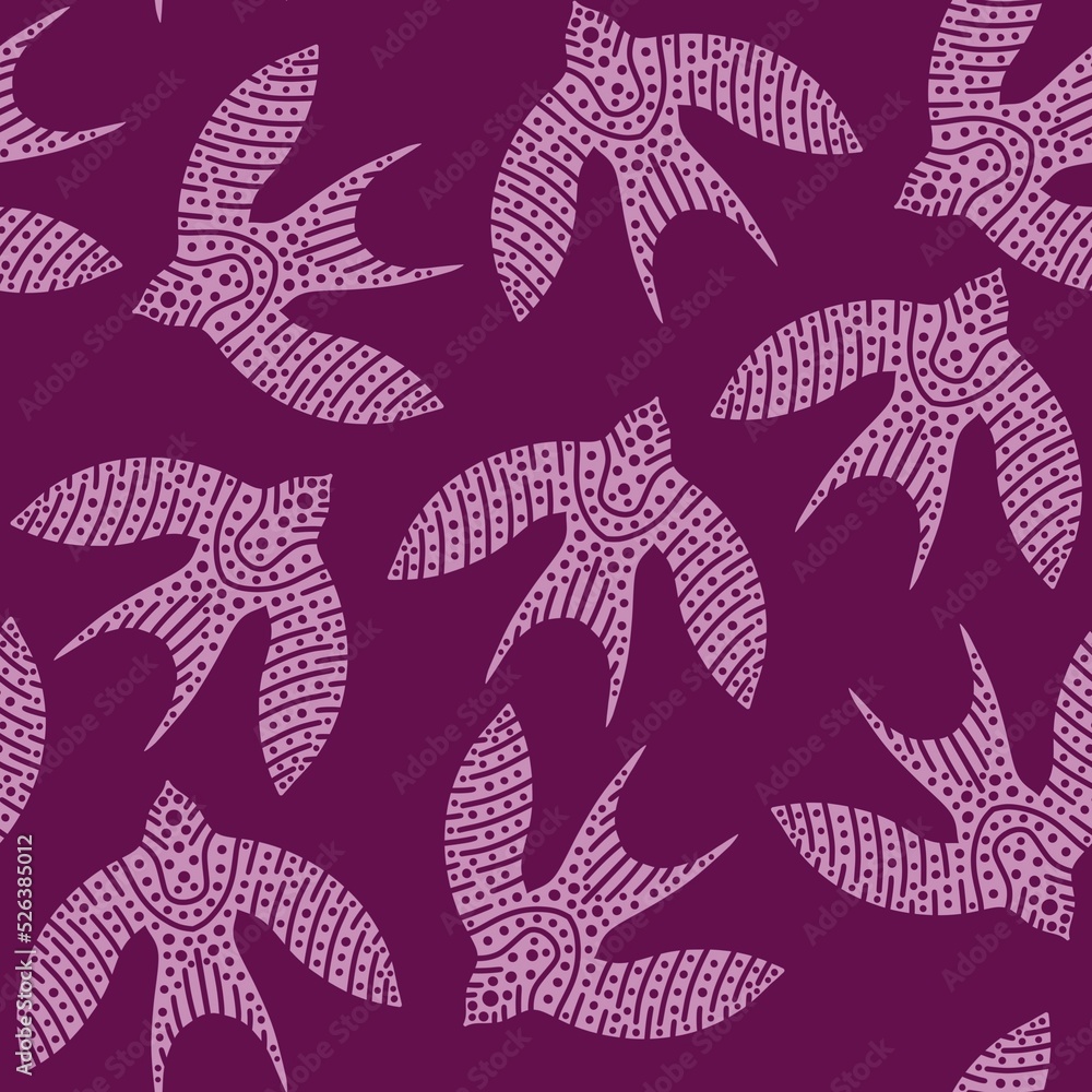 Fototapeta premium Ethnic animals seamless birds line art pattern for wrapping and clothes print and kids and accessories and fabrics