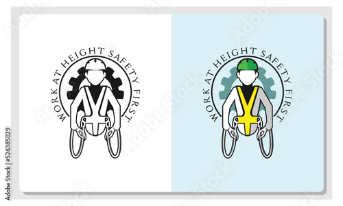 Safety logo when working at height, must wear safety hardness