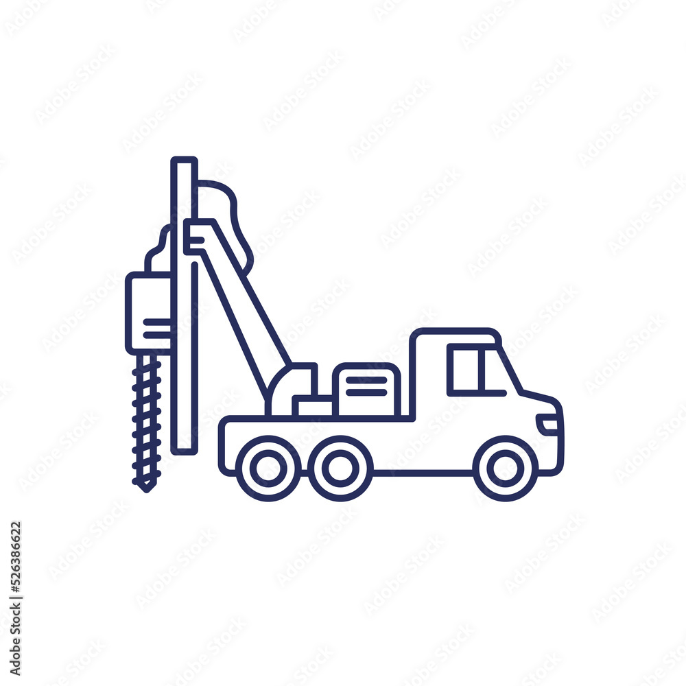 Naklejka premium drill truck line icon on white
