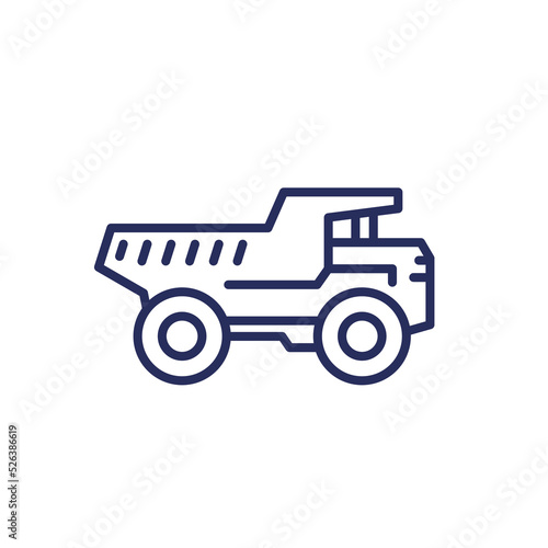 dump truck line icon, heavy machinery