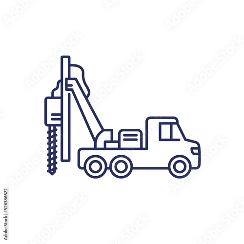 drill truck line icon on white
