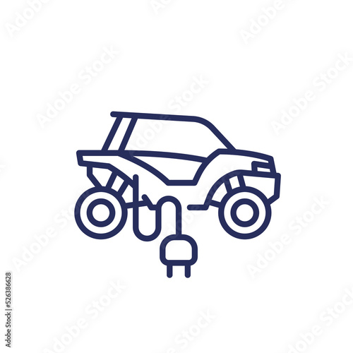 electric UTV line icon, SxS, Side-by-side vehicle