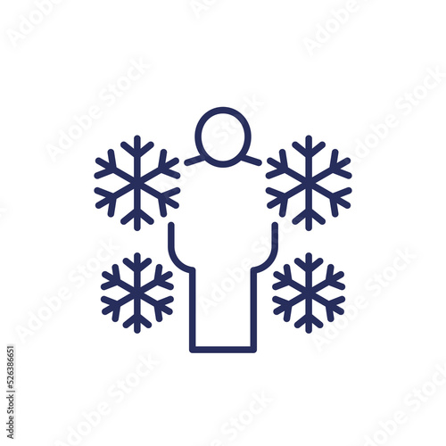 hypothermia line icon on white