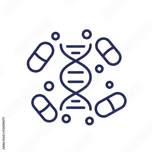 pills and dna line icon