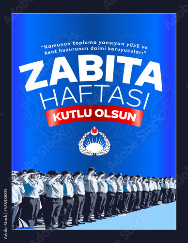 Zabıta Haftası Kutlu Olsun. Translation: Happy Guard Week. Greeting Card.