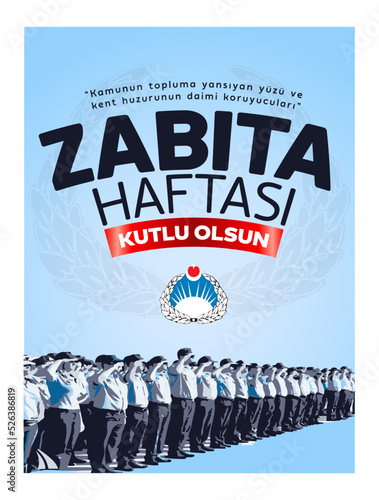 Zabıta Haftası Kutlu Olsun. Translation: Happy Guard Week. Greeting Card.