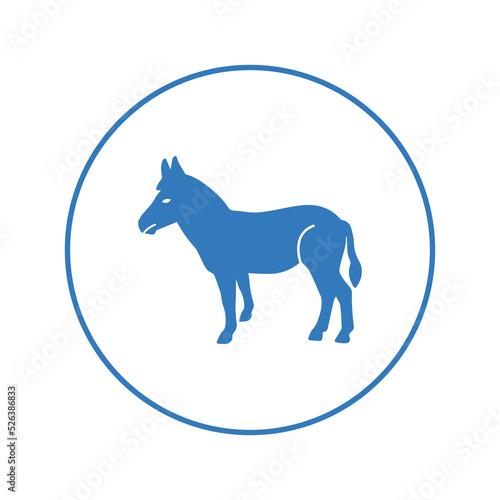 Domestic draught animal donkey icon   Circle version icon  