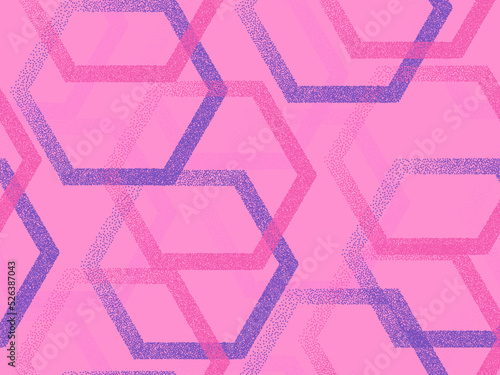 Perforated hexagon geometric seamless vector pattern. Gradient dotted hexagonal shapes.