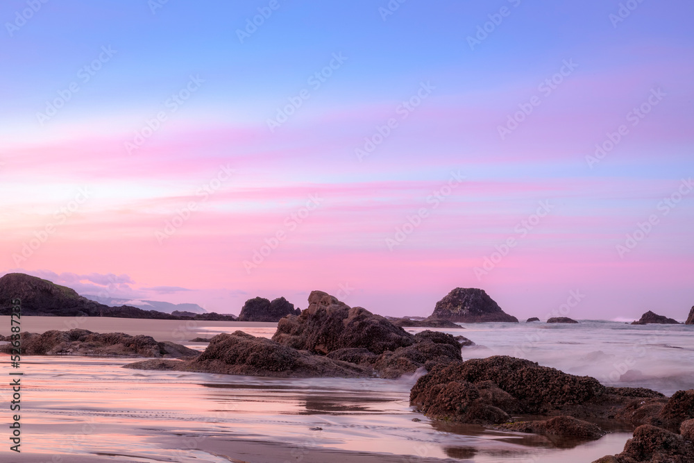 Sunset over Seal Rock beach in Oregon Sunset over Seal Rock beach in Oregon