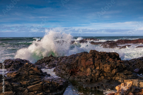 Crashing waves along the Oregon coast
